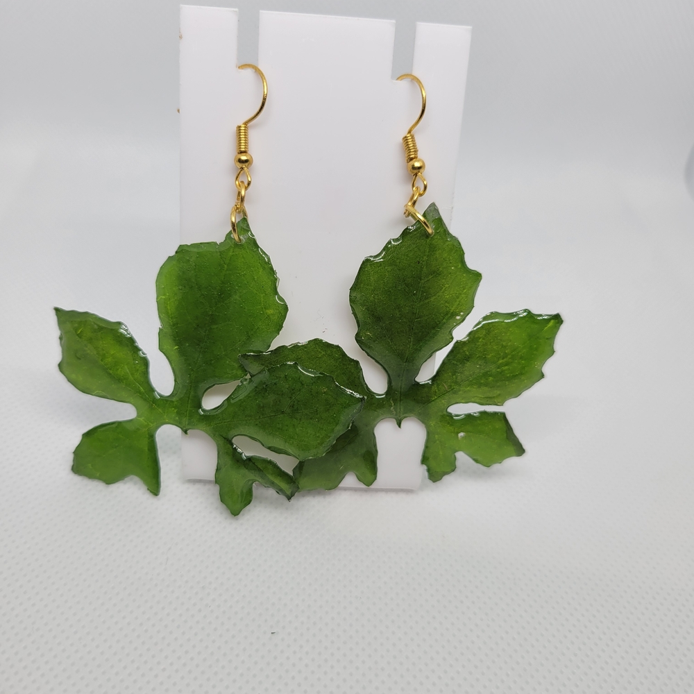 Green Leaf Earrings